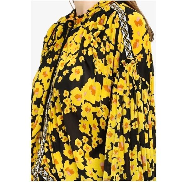 Free People Love Letter Tunic Floral Yellow Black M - Picture 7 of 11